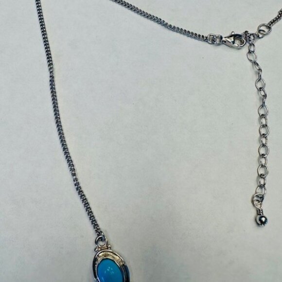 Vintage Sterling Silver Turquoise Necklace - Picture 5 of 6